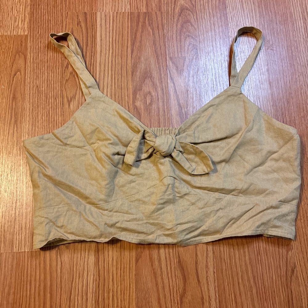 Universal Thread Tan Crop Top with Bow Detail
